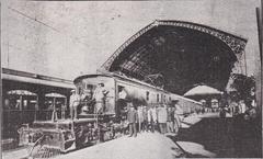 Historic electric train at Mapocho Station ready to depart circa 1929