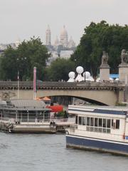 View of the Sacré-Coeur de Montmartre and Iéna bridge from Bir-Hakeim bridge in Paris