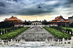 Chiang Kai-Shek Memorial Hall in Taipei with vibrant sky