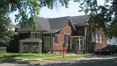 Front and eastern side of Hill Crest Community Center, a historic building in Clinton, Indiana