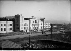 Coliseum complex under construction in 1921 showing framework and early building stages