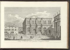 Historic etching of Campo San Rocco Venice featuring Scuola Grande di San Rocco