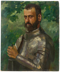 Portrait of a man in armor by Wilhelm Trübner