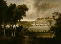 View of the Fairmount Waterworks in Philadelphia from the opposite side of the Schuylkill River