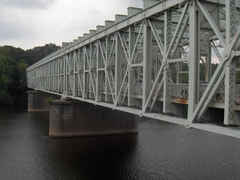Falls Bridge steel Pratt truss bridge over Schuylkill River in Fairmount Park Philadelphia