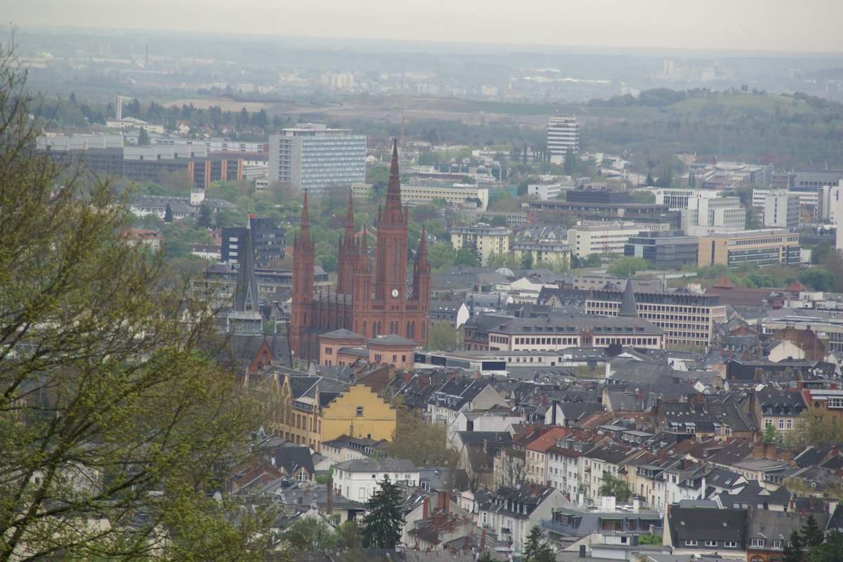 View of the Marktkirche Market Square Church from Neroberg Nero Mountain at Wiesbaden Germany