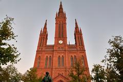 View of the Marktkirche church in Wiesbaden under a vibrant sky