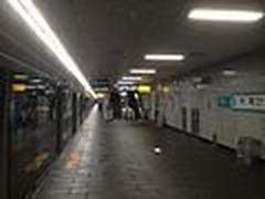 Gajwa Station underground platform with trains and passengers