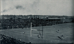 1905 football game between Michigan and Wisconsin players on the field