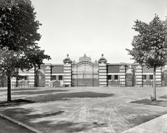 Main entrance to the Ferry Field stadium, historic Michigan Wolverines venue, 1909