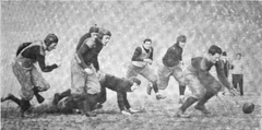 Michigan Penn football game 1910, Cole attempts to recover ball after Scott's fumble