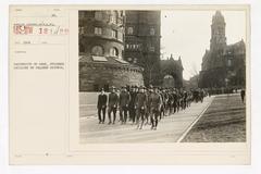 Students drilling on college grounds at University of Pennsylvania historic image