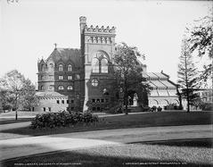 Library building of the University of Pennsylvania in Philadelphia, Pennsylvania, view from the west around 1900