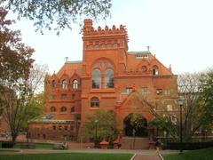 Exterior view of Fisher Fine Arts Library at the University of Pennsylvania with historic architecture