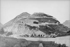 Historical view of Bastille and Fort Rabot in Grenoble between 1855 and 1875