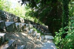 Stone stairway with 380 steps at the Bastille fortifications near St Laurent in Grenoble