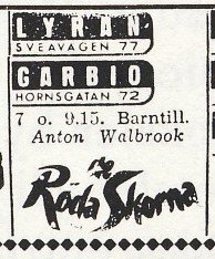 Vintage cinema advertisement for Lyran and Garbio on Saturday, November 20, 1948