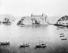 Muscat harbor 1903 historical black and white photo