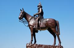 Statue of Colonel James Macleod of the North West Mounted Police at Fort Calgary in Calgary, Alberta