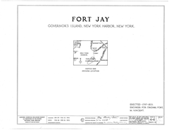 Historic architectural drawing of Fort Columbus on Governors Island in New York Harbor