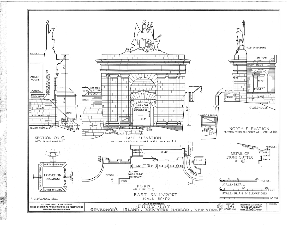 Historic map of Governors Island, Fort Columbus, New York Harbor