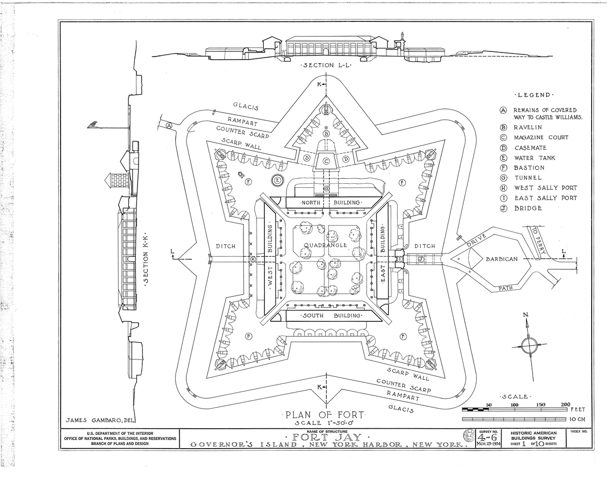 Historic map of Governors Island showing Fort Columbus in New York Harbor
