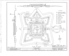 Historic map of Governors Island showing Fort Columbus in New York Harbor