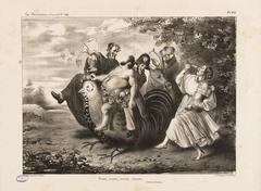 Caricature illustration titled Verse, verse, verse encore depicting a bacchanalian scene from 1834