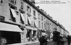 Old towers and historic buildings on Rue Royale and 47 Rue Nationale, birthplace of Balzac, circa 1900