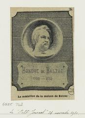 Illustration of the medallion of Balzac's house at 47 Rue Raynouard, Paris, from Le Petit Journal dated November 26, 1911