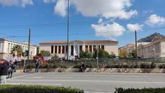 Central building of Athens University under occupation during national strike on 8 March 2023