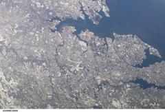 Aerial view of Maryland from the International Space Station showing urban areas, water bodies, and natural landscapes