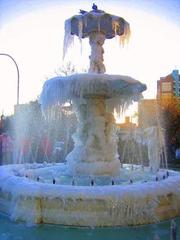 Ice formed in a fountain in Bahía Blanca, Buenos Aires Province, Argentina