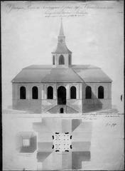 Architectural drawing of proposed tower building for Kungsholms kyrka (Ulrika Eleonora kyrka) by G. af Sillén, 1805