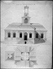 Proposed tower design of Kungsholms kyrka (Ulrika Eleonora Church) by G. af Sillén, 1805, architectural exterior drawing