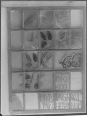 Detail of stained glass window gifted by Stockholm glassmakers guild, 1688