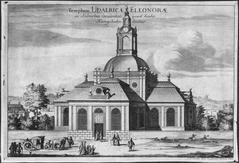 Kungsholms Kyrka (Ulrika Eleonora Church) exterior view from Suecia Antiqua et Hodierna