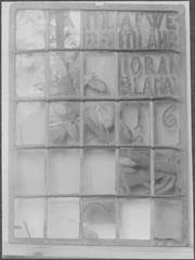 Detail of stained glass window donated by Stockholm's glass masters guild, 1688.