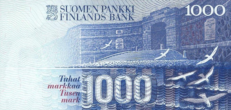 Finnish 1000 markkaa banknote from the past currency system