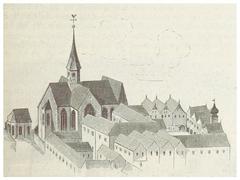 Black and white historical photograph of Schottenkloster monastery