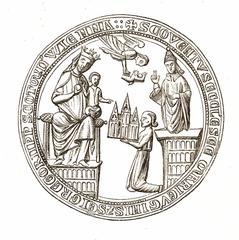 Medieval seal drawing of Benedictine monastery Schottenkloster from 1859 yearbook