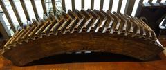 Wooden herringbone gear pattern used in San Francisco Cable Car winding machine on display at San Francisco Cable Car Museum