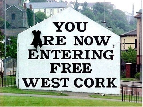 Colorful mural in West Cork showcasing local culture and history