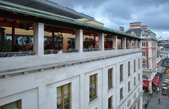 Terrace of Royal Opera House overlooking Covent Garden Market during an interval in London