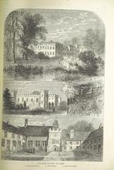 Historical black and white illustration of Old and New London cityscape with architectural details