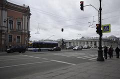 Winter cityscape of Saint Petersburg on 21st December 2015 with historic buildings and a clear sky