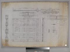 Architectural drawing detail of garage doors at 1 1/2 scale from 1909 by Greene & Greene