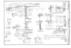 Gamble House architectural elevation drawing showing detailed exterior features and design elements in Pasadena