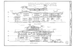Historic Gamble House architectural drawing in Pasadena California