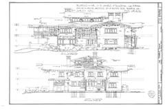 Historic Gamble House in Pasadena California architectural drawing